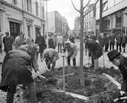 855309 Afbeelding van een delegatie uit de stad Hannover, die een boom plant op de Neude bij de Vinkenburgstraat te ...